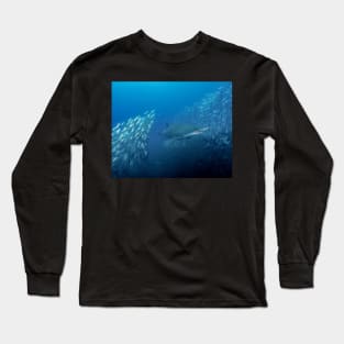 Sand Tiger Shark Bursts Through a School of Minnows Long Sleeve T-Shirt